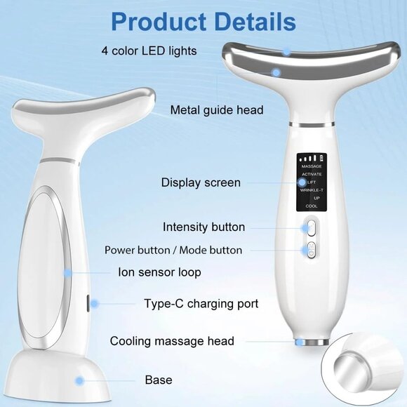 7 Color Face and Neck Massager Light Therapy, Red Light Based Facial Massager - Picture 6 of 7